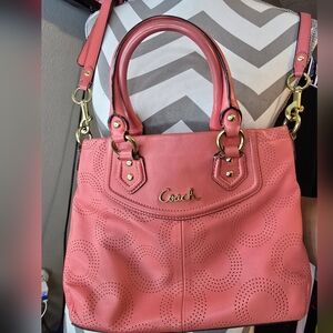 Coach Pink Leather Tote Bag